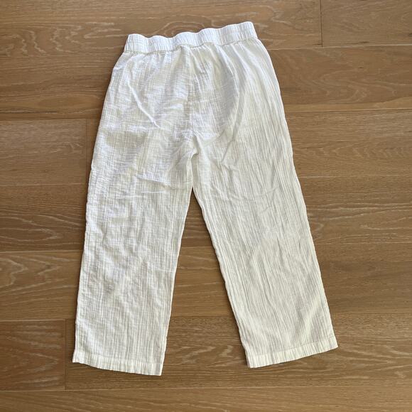 Eileen Fisher Organic Cotton Gauze Wide Leg Pull-On Pants White Small - Picture 2 of 4